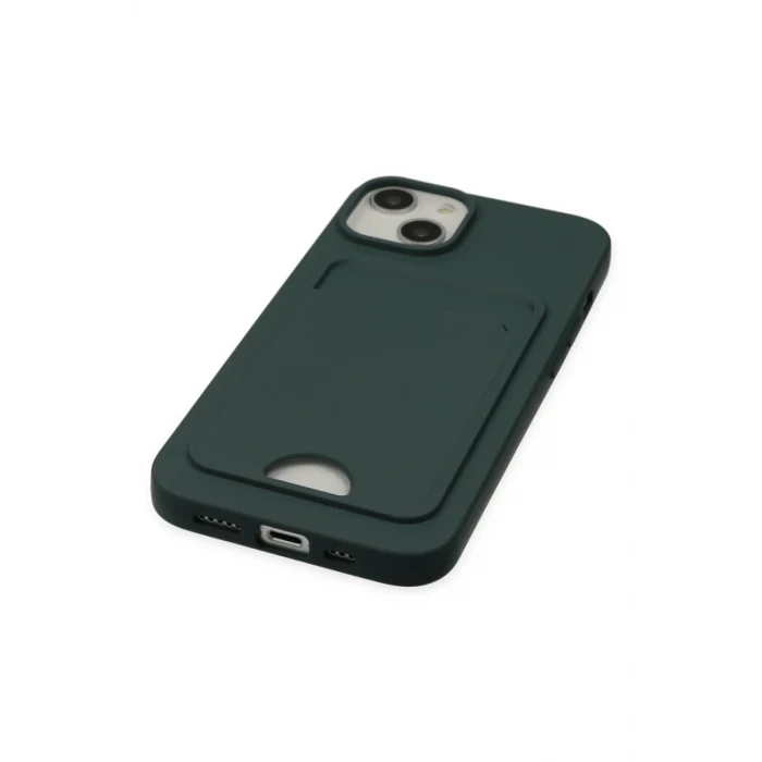 Newface Apple iPhone 14 Plus Kılıf Kelvin Kartvizitli Silikon - Koyu Yeşil