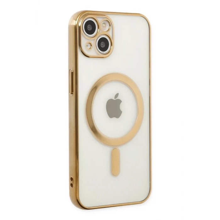 Newface Apple iPhone 14 Plus Kılıf Magneticsafe Lazer Silikon - Gold