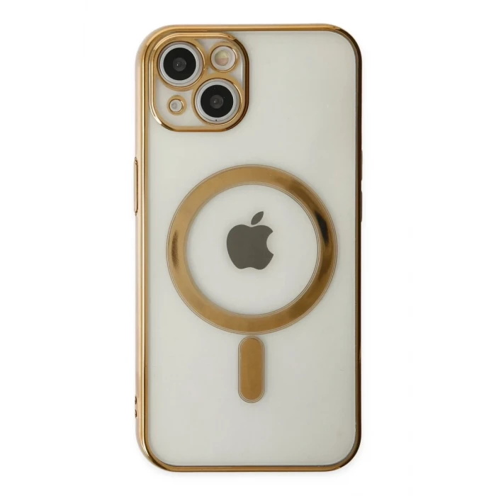 Newface Apple iPhone 14 Plus Kılıf Magneticsafe Lazer Silikon - Gold