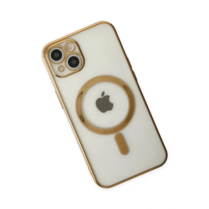 Newface Apple iPhone 14 Plus Kılıf Magneticsafe Lazer Silikon - Gold