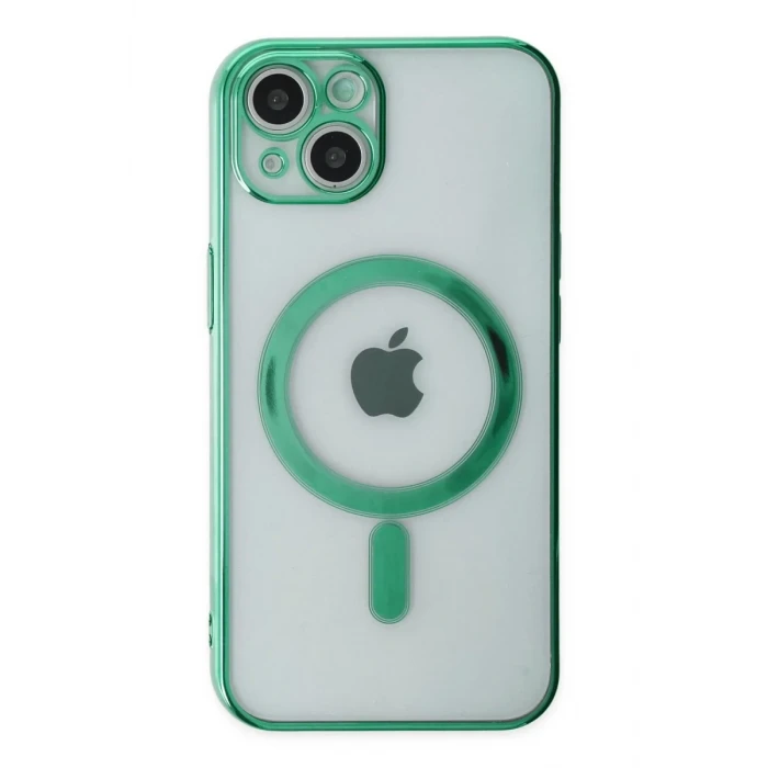 Newface Apple iPhone 14 Plus Kılıf Magneticsafe Lazer Silikon - Haki Yeşil