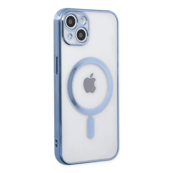 Newface Apple iPhone 14 Plus Kılıf Magneticsafe Lazer Silikon - Sierra Blue