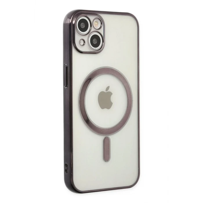Newface Apple iPhone 14 Plus Kılıf Magneticsafe Lazer Silikon - Siyah