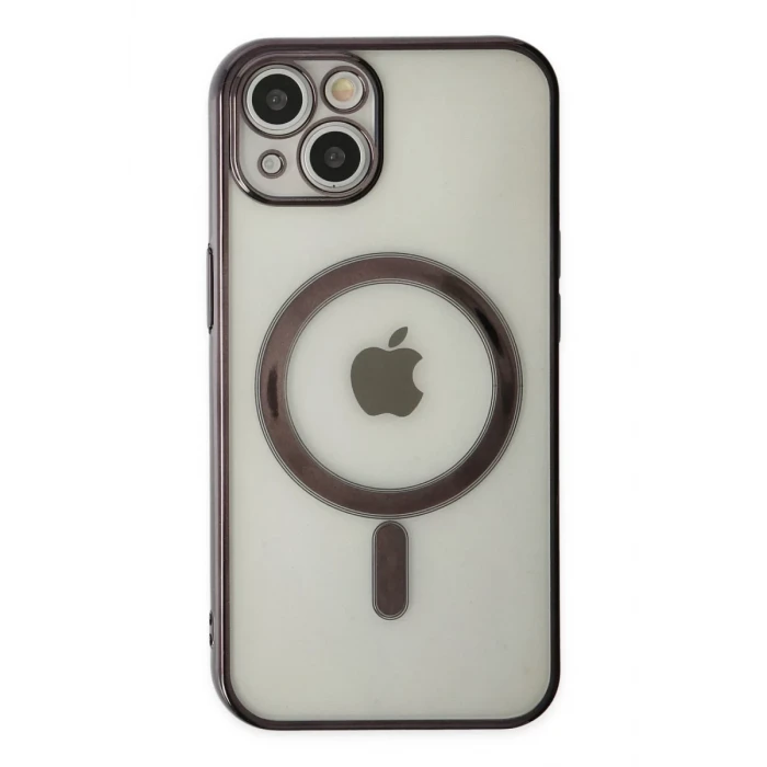 Newface Apple iPhone 14 Plus Kılıf Magneticsafe Lazer Silikon - Siyah