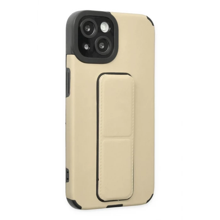 Newface Apple iPhone 14 Plus Kılıf Mega Standlı Silikon - Gold