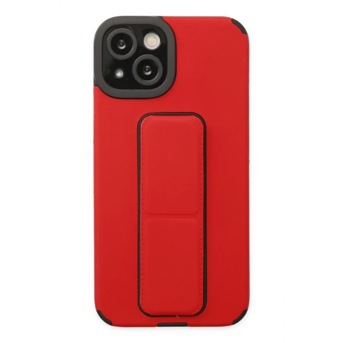 Newface Apple iPhone 14 Plus Kılıf Mega Standlı Silikon - Kırmızı