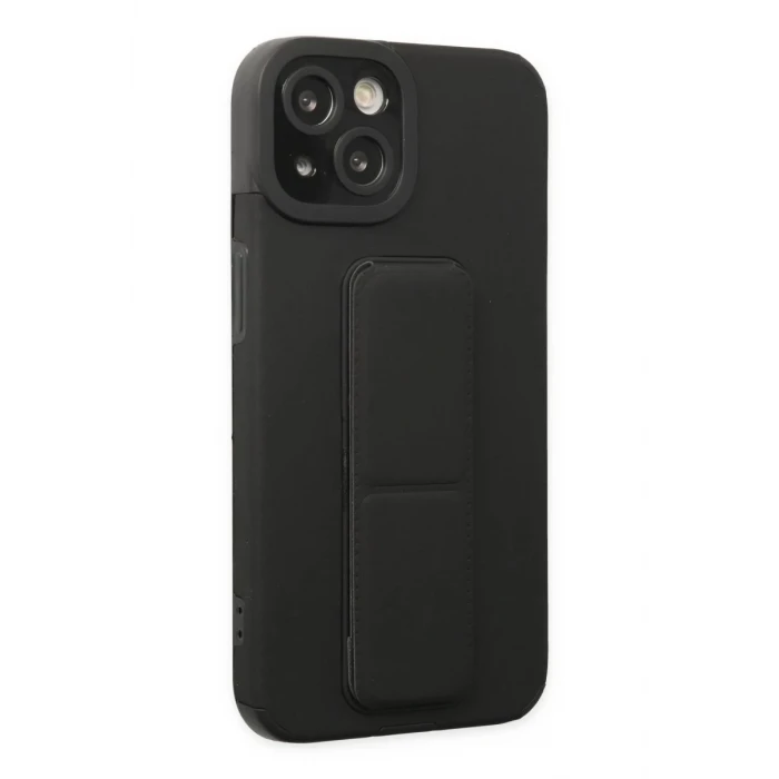 Newface Apple iPhone 14 Plus Kılıf Mega Standlı Silikon - Siyah