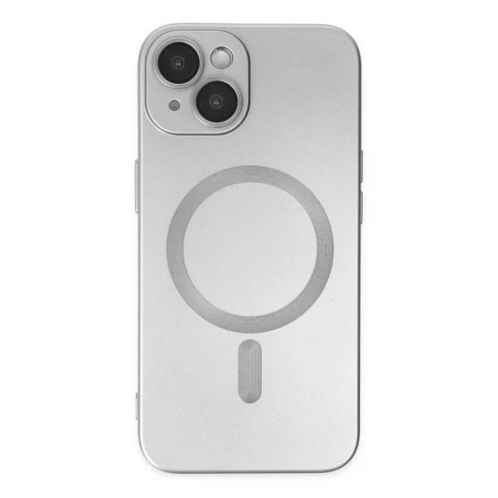 Newface Apple iPhone 14 Plus Kılıf Moshi Lens Magneticsafe Silikon - Gümüş