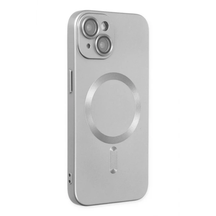 Newface Apple iPhone 14 Plus Kılıf Moshi Lens Magneticsafe Silikon - Gümüş