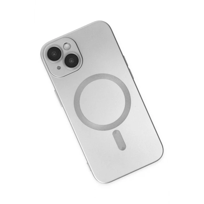 Newface Apple iPhone 14 Plus Kılıf Moshi Lens Magneticsafe Silikon - Gümüş