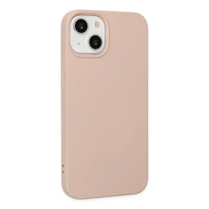 Newface Apple iPhone 14 Plus Kılıf Nano içi Kadife Silikon - Pudra