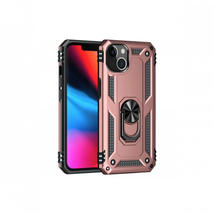 Newface Apple iPhone 14 Plus Kılıf Sofya Yüzüklü Silikon Kapak - Rose