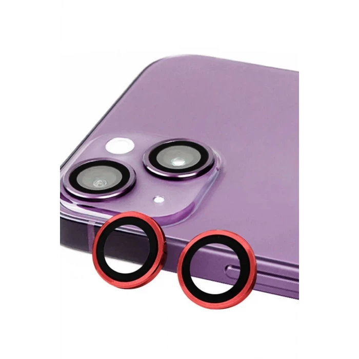 Newface Apple iPhone 14 Plus Raze Metal Kamera Lens - Kırmızı