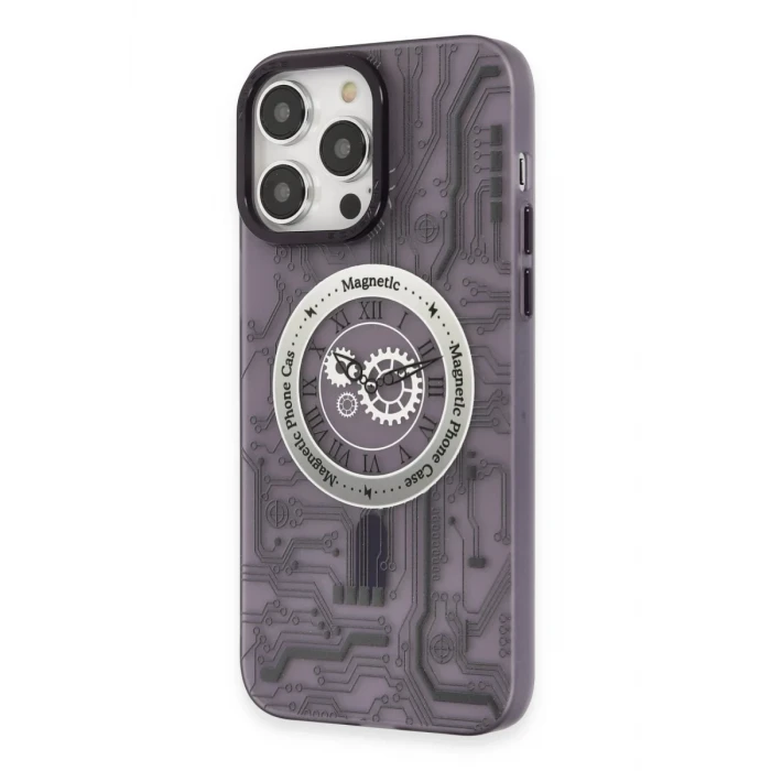 Newface Apple iPhone 14 Pro Kılıf Apollo Magneticsafe Desenli Kapak - Apollo Mor - 5