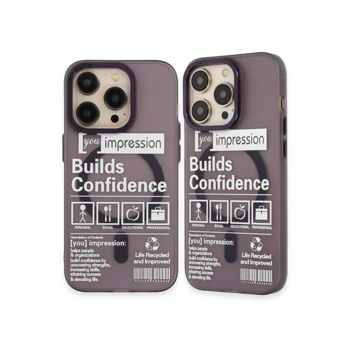 Newface Apple iPhone 14 Pro Kılıf Apollo Magneticsafe Desenli Kapak - Apollo Mor - 6