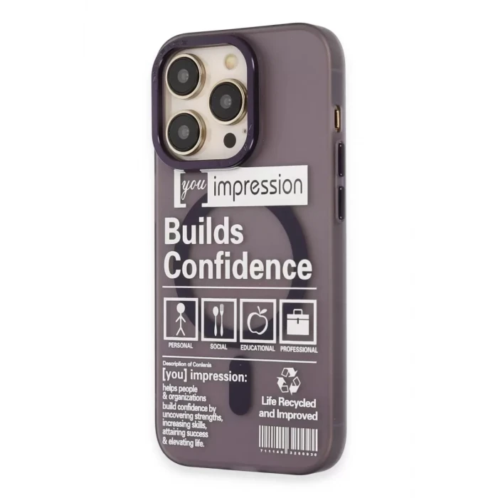 Newface Apple iPhone 14 Pro Kılıf Apollo Magneticsafe Desenli Kapak - Apollo Mor - 6