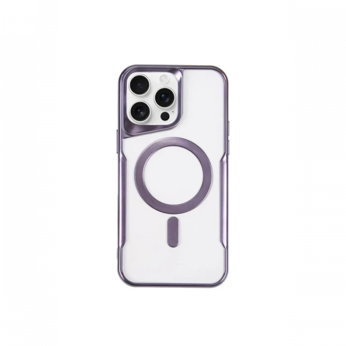 Newface Apple iPhone 14 Pro Kılıf Boyi Magsafe Silikon Kapak - Derin Mor