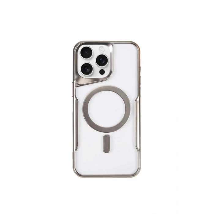 Newface Apple iPhone 14 Pro Kılıf Boyi Magsafe Silikon Kapak - Gümüş