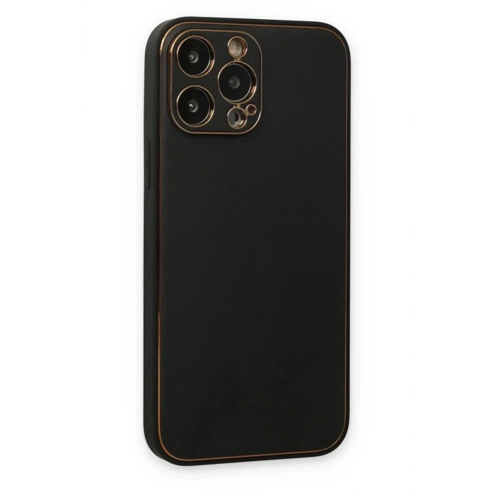 Newface Apple iPhone 14 Pro Kılıf Coco Deri Silikon Kapak - Siyah