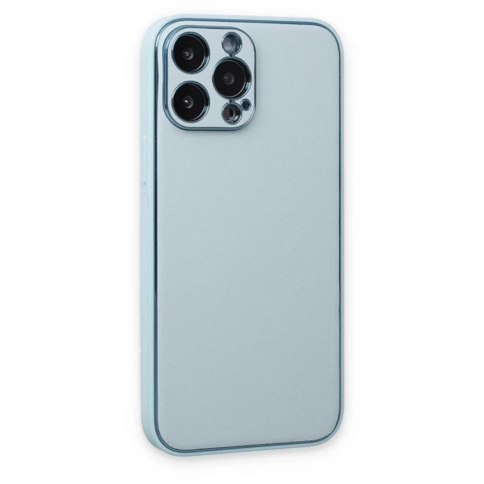 Newface Apple iPhone 14 Pro Kılıf Coco Deri Silikon Kapak - Sky Blue
