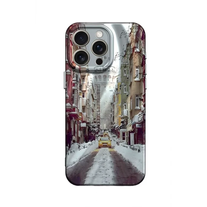 Newface Apple iPhone 14 Pro Kılıf Crew Desenli Kapak - Galata Kulesi