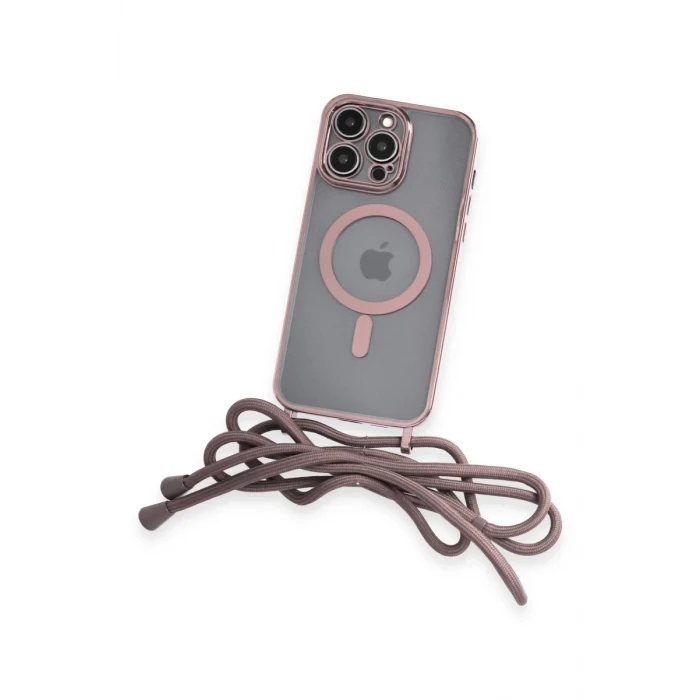 Newface Apple iPhone 14 Pro Kılıf Divo Lazer Askılı Magsafe Kapak - Pembe