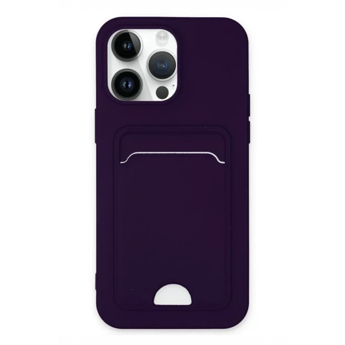 Newface Apple iPhone 14 Pro Kılıf Kelvin Kartvizitli Silikon - Derin Mor