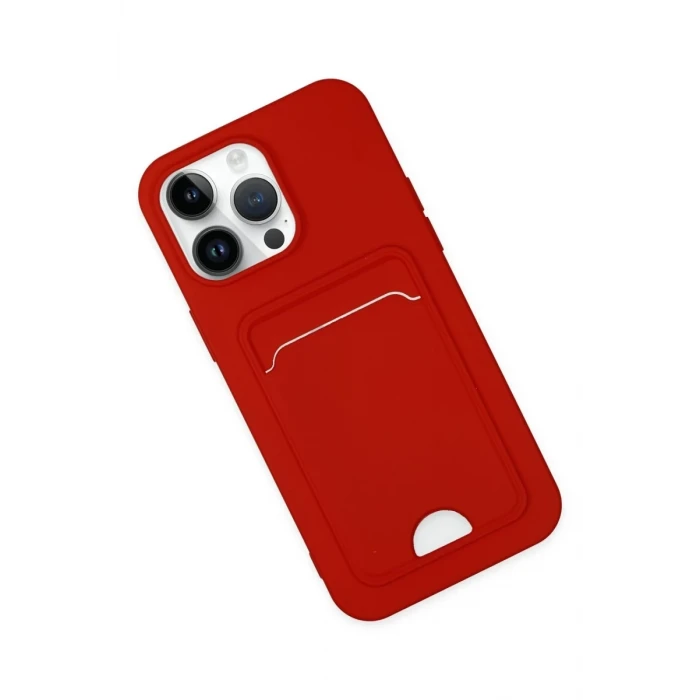 Newface Apple iPhone 14 Pro Kılıf Kelvin Kartvizitli Silikon - Kırmızı