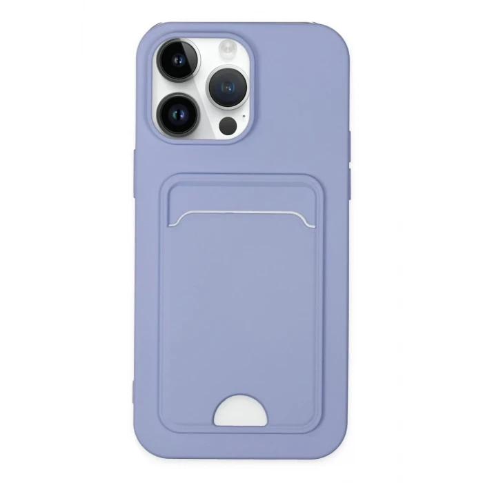 Newface Apple iPhone 14 Pro Kılıf Kelvin Kartvizitli Silikon - Lila