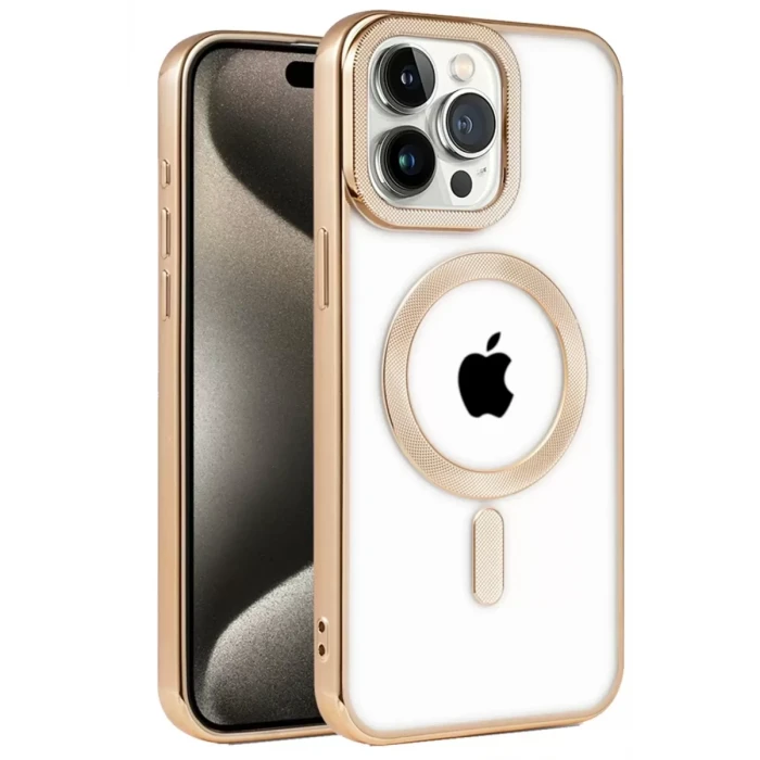 Newface Apple iPhone 14 Pro Kılıf Kronos Magsafe Kapak - Gold