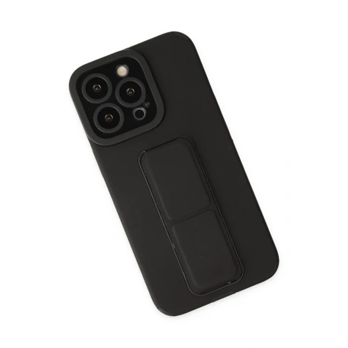 Newface Apple iPhone 14 Pro Kılıf Mega Standlı Silikon - Siyah