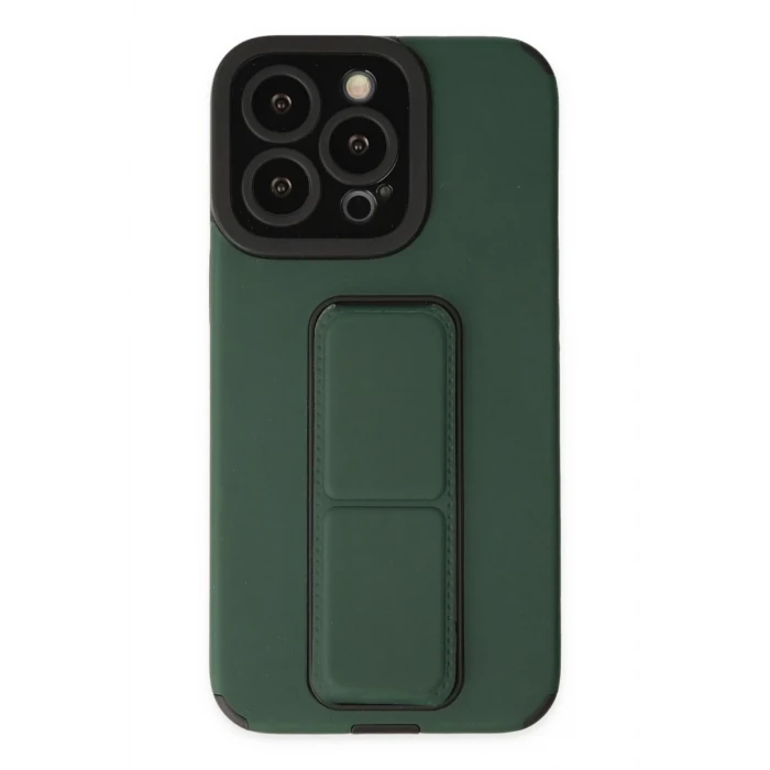 Newface Apple iPhone 14 Pro Kılıf Mega Standlı Silikon - Yeşil