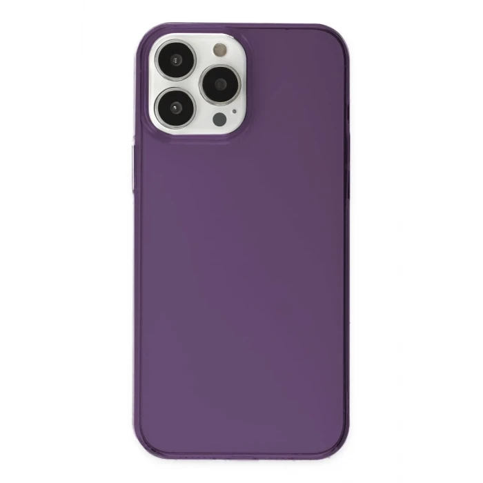 Newface Apple iPhone 14 Pro Kılıf Pc Sert Şeffaf Kapak - Mor