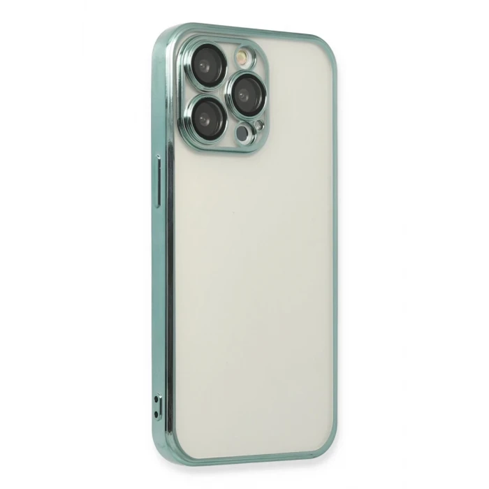 Newface Apple iPhone 14 Pro Kılıf Razer Lensli Silikon - Yeşil