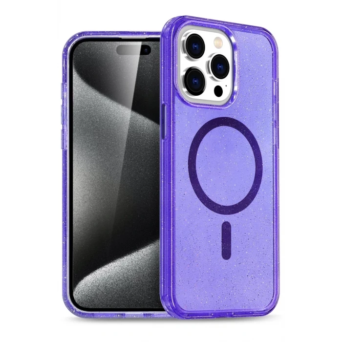 Newface Apple iPhone 14 Pro Kılıf Star Magsafe Kapak - Mor