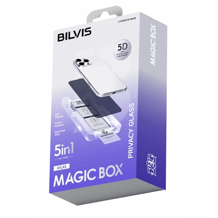 Newface Apple iPhone 14 Pro Max Bilvis 5in1 5D Magic Hayalet Cam Ekran Koruyucu - Siyah