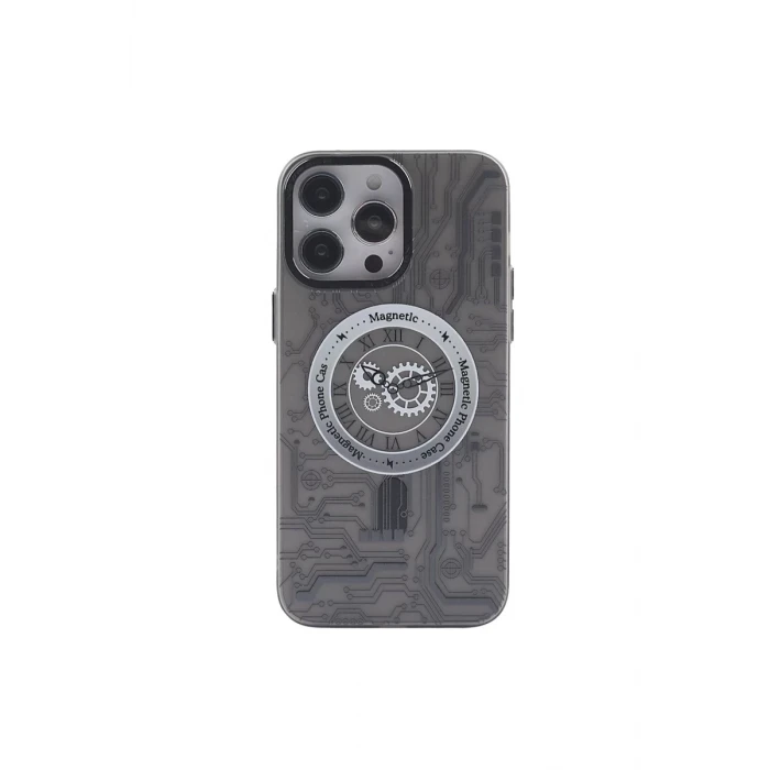 Newface Apple iPhone 14 Pro Max Kılıf Apollo Magneticsafe Desenli Kapak - Apollo Siyah - 1