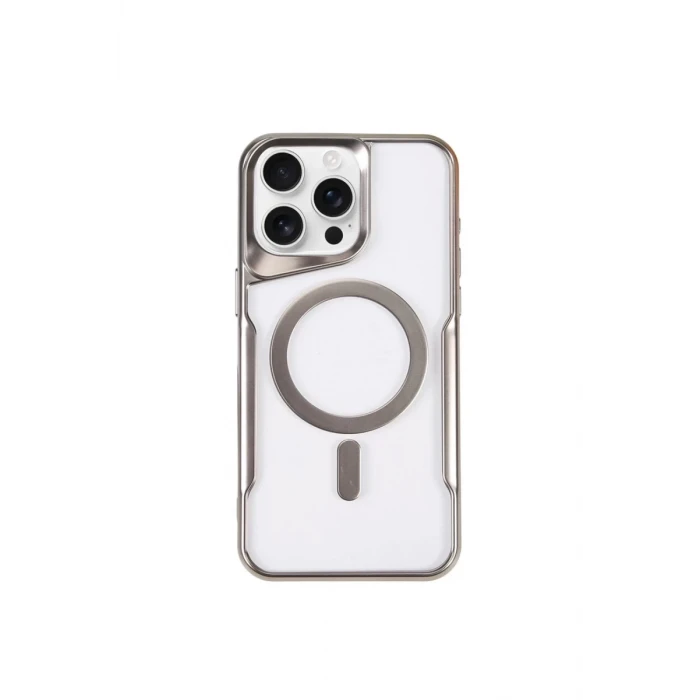 Newface Apple iPhone 14 Pro Max Kılıf Boyi Magsafe Silikon Kapak - Gümüş