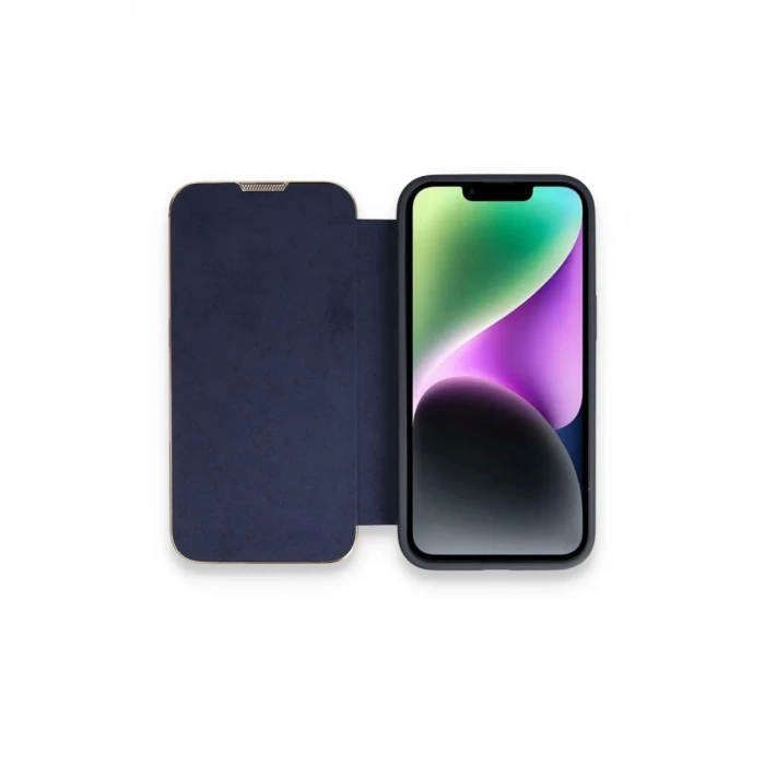Newface Apple iPhone 14 Pro Max Kılıf Dolpin Kapaklı - Lacivert