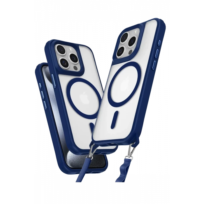 Newface Apple iPhone 14 Pro Max Kılıf Enka Magsafe Silikon Kılıf - Lacivert