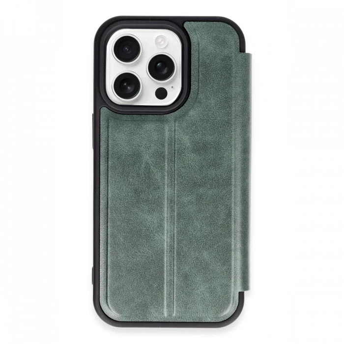 Newface Apple iPhone 14 Pro Max Kılıf Flip Cover - Koyu Yeşil