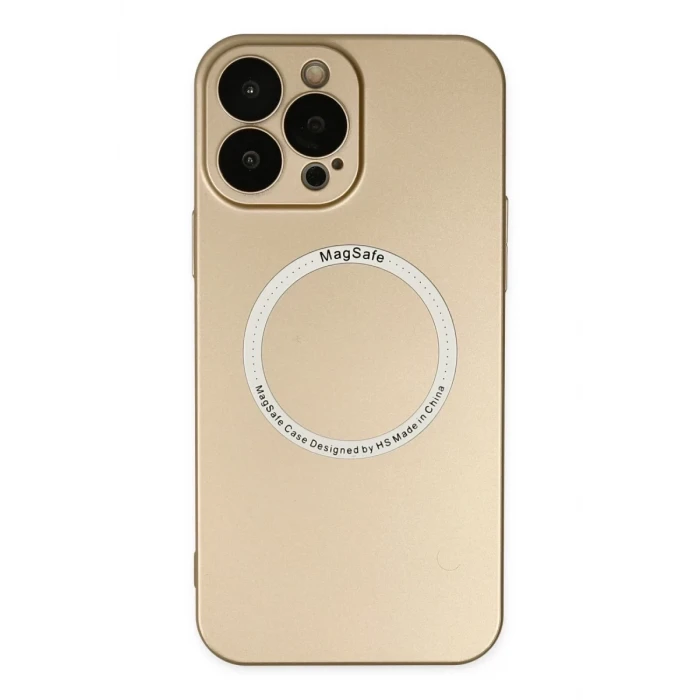 Newface Apple iPhone 14 Pro Max Kılıf Jack Magneticsafe Lens Silikon - Gold