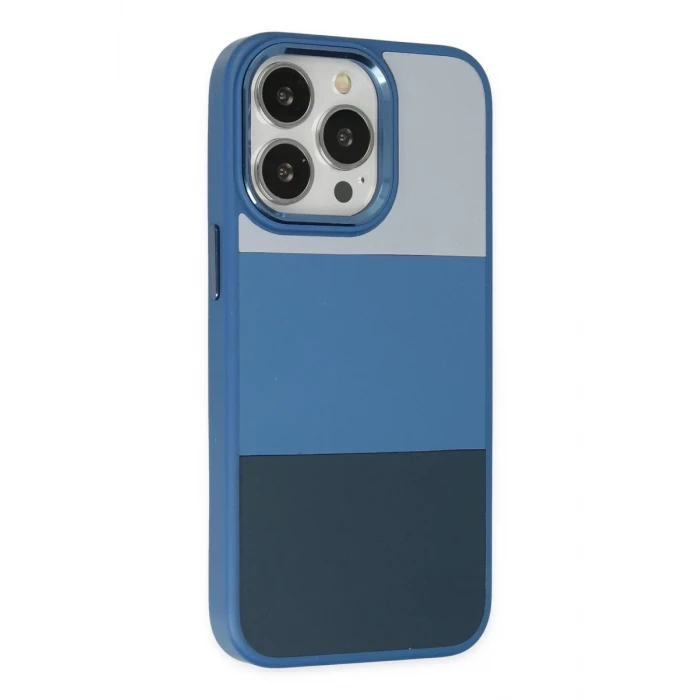 Newface Apple iPhone 14 Pro Max Kılıf King Kapak - Açık Mavi-Lacivert