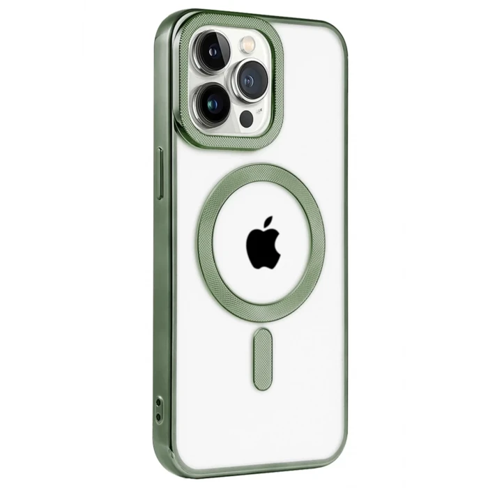 Newface Apple iPhone 14 Pro Max Kılıf Kronos Magsafe Kapak - Koyu Yeşil
