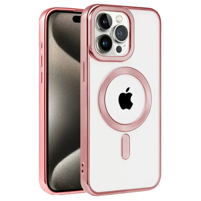 Newface Apple iPhone 14 Pro Max Kılıf Kronos Magsafe Kapak - Rose Gold
