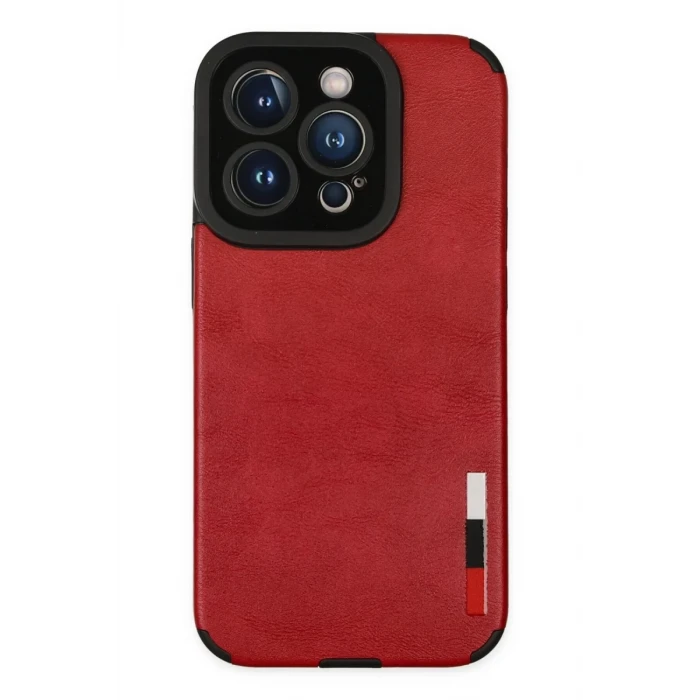 Newface Apple iPhone 14 Pro Max Kılıf Loop Deri Silikon - Kırmızı