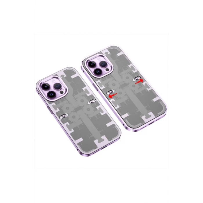 Newface Apple iPhone 14 Pro Max Kılıf Mekanik Bumper Kapak - Derin Mor