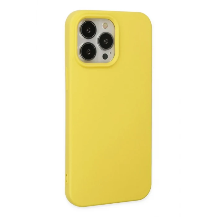 Newface Apple iPhone 14 Pro Max Kılıf Nano içi Kadife Silikon - Sarı