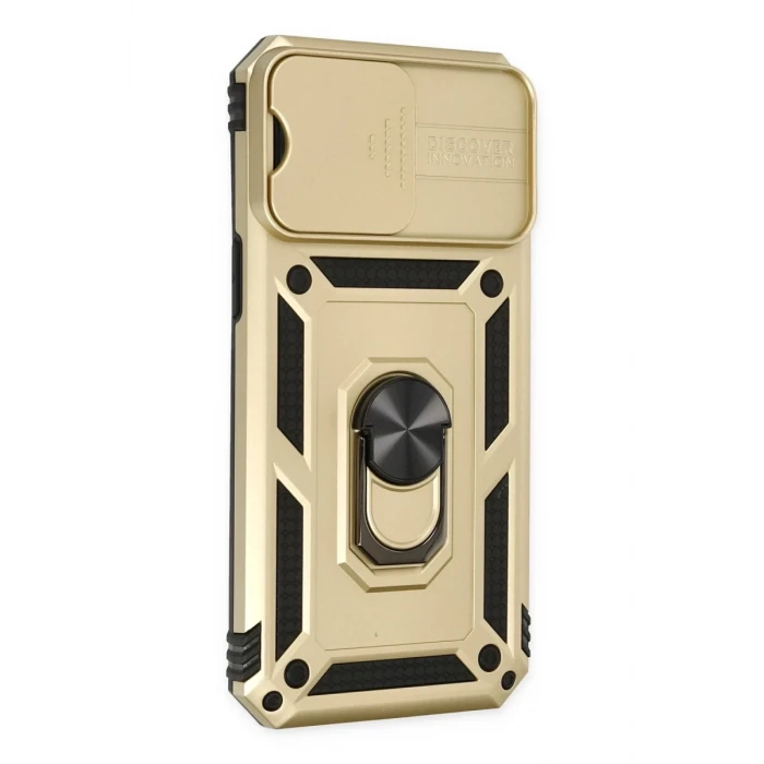 Newface Apple iPhone 14 Pro Max Kılıf Pars Lens Yüzüklü Silikon - Gold