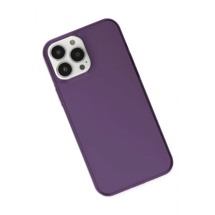 Newface Apple iPhone 14 Pro Max Kılıf Pc Sert Şeffaf Kapak - Mor